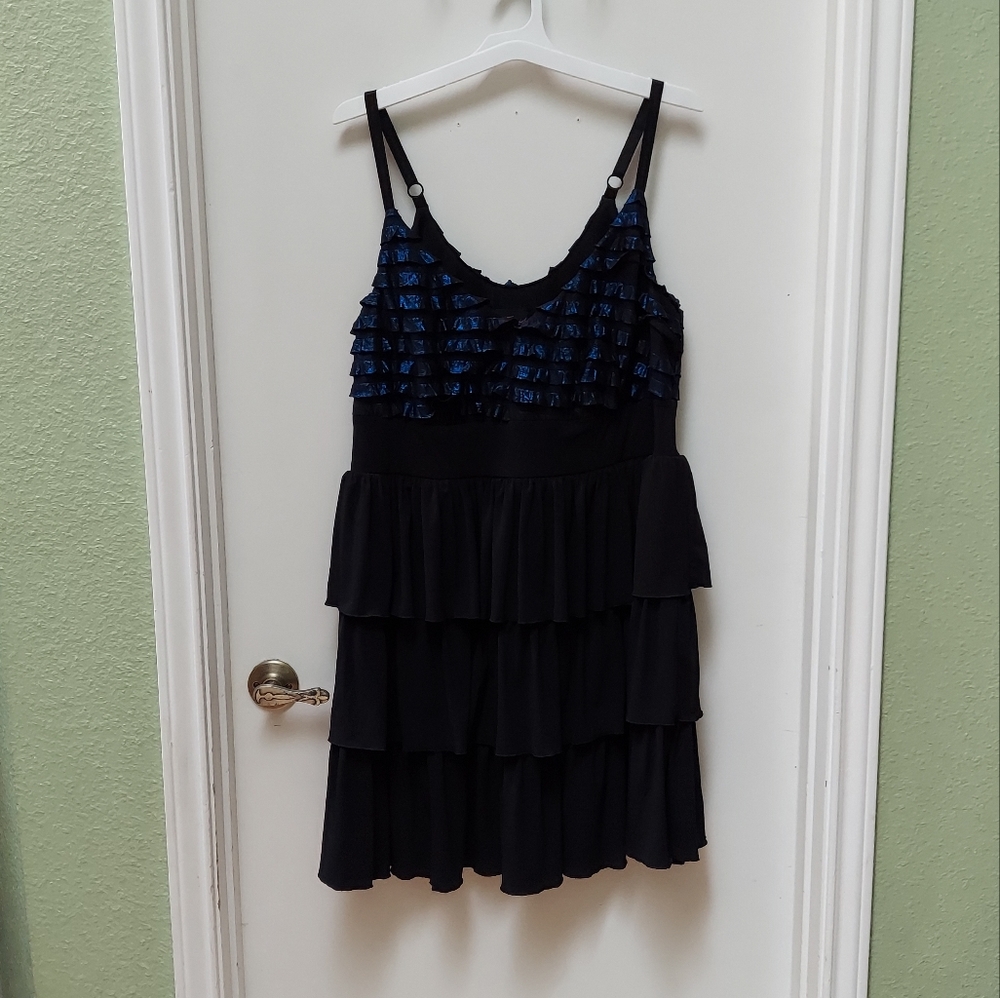 Women's Torrid Metallic Blue Ruffle Dress Size 2